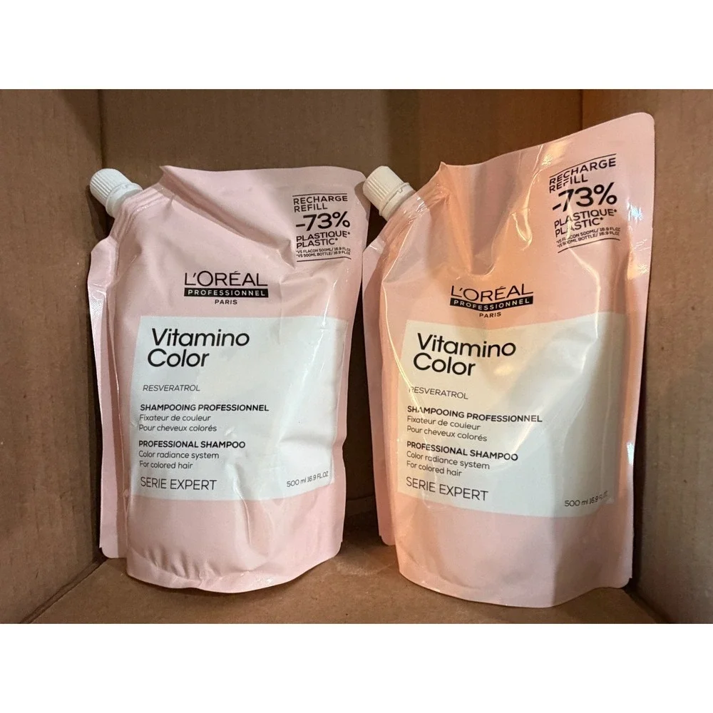 Loreal Professionnel Vitamino Color Shampoo Refill 500ml 16.9oz Set of 2 Pouches
